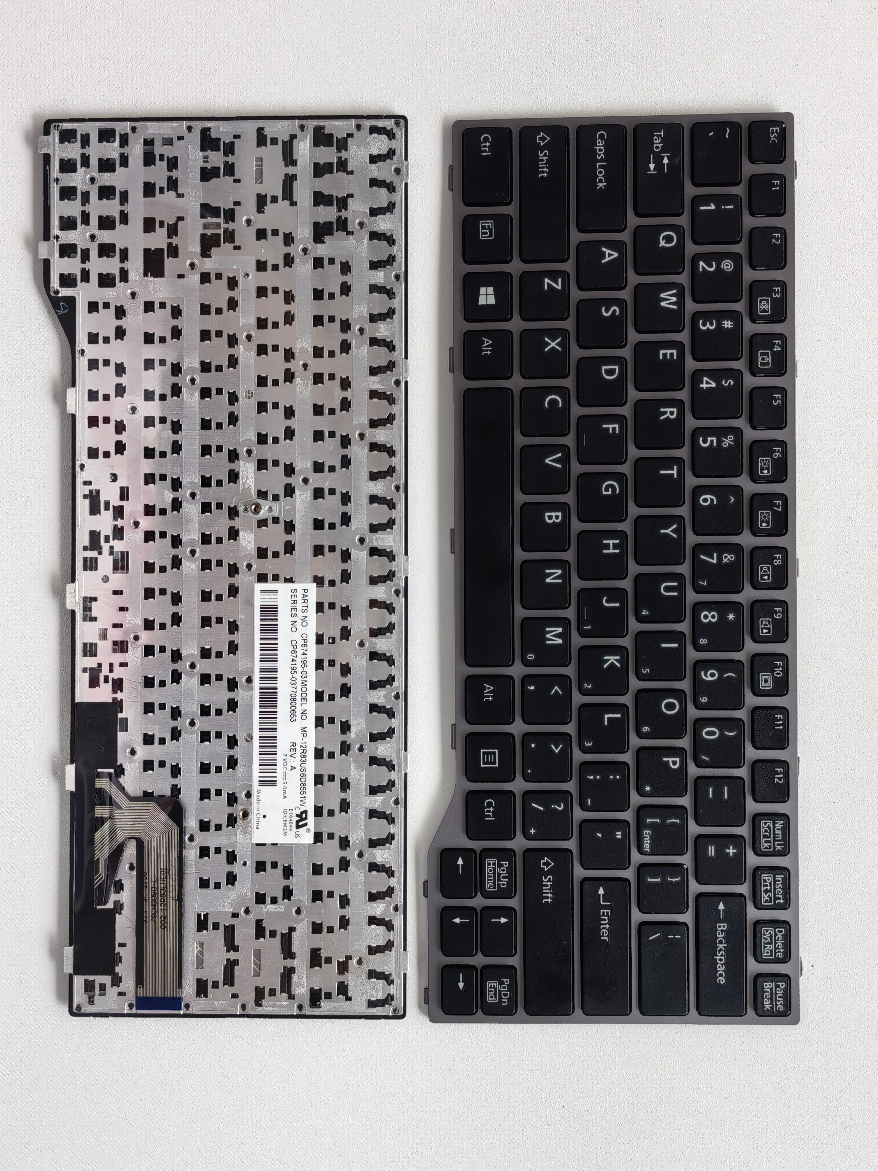 Picture of New Replacement Laptop Keyboard For FJU T725 SILVER FRAME BLACK US Layout